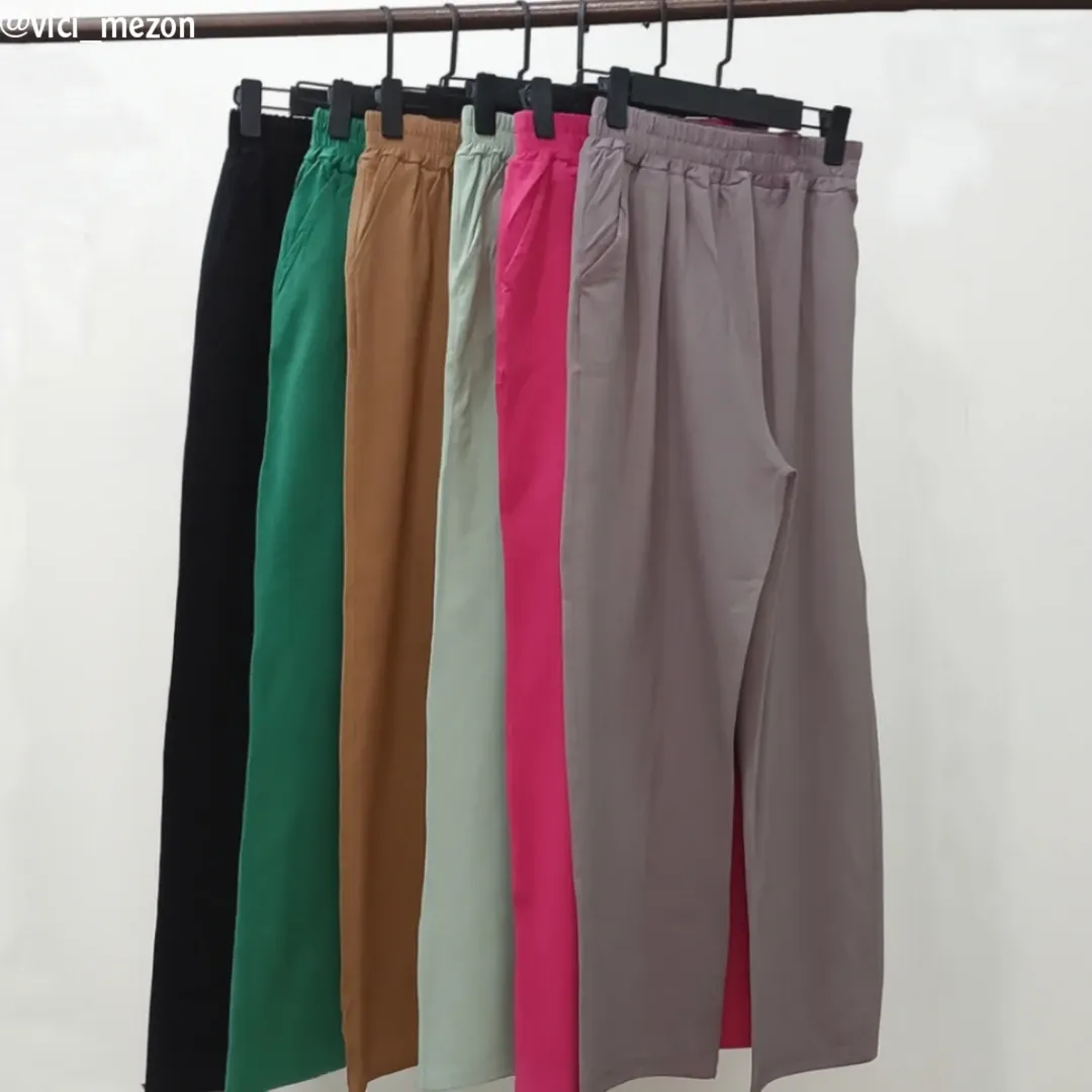 شلوار زنانه مدل راحتی کمر چین دوزی جنس پنبه لاکرا گرم بالا